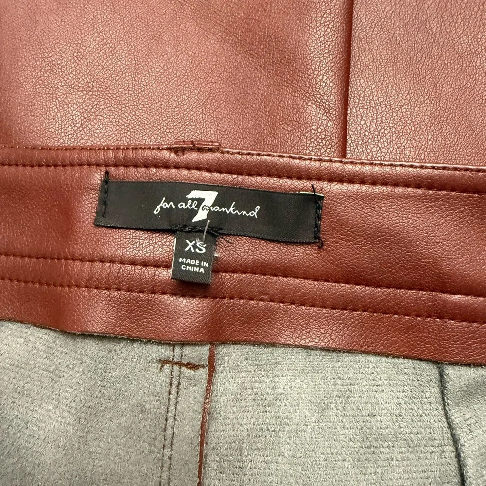 7 For All Mankind Brown Faux Leather High Rise Boot Cut Pants Size XS - Picture 7 of 7